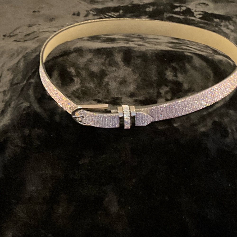 Elegant Silver Glitter Belt